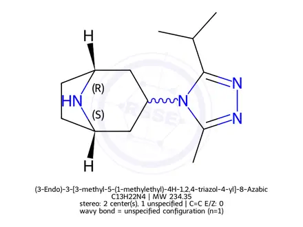Chemical structure of (3-Endo)-3-[3-methyl-5-(1-methylethyl)-4H-1,2,4-triazol-4-yl]-8-Azabicyclo[3.2.1]octane