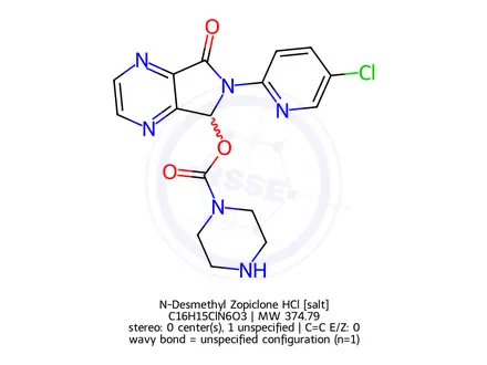 Chemical structure of N-Desmethyl Zopiclone HCl