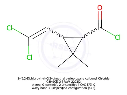 Chemical structure of 3-(2,2-Dichlorovinyl)-2,2-dimethyl cyclopropane carbonyl Chloride