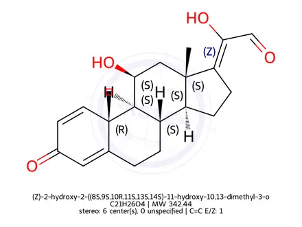 Chemical structure of (Z)-2-hydroxy-2-((8S,9S,10R,11S,13S,14S)-11-hydroxy-10,13-dimethyl-3-oxo-7,8,9,11,12,13,15,16-octahydro-3H-cyclopenta[a]phenanthren-17(6H,10H,14H)-ylidene)acetaldehyde