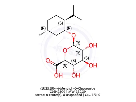 Chemical structure of (1R,2S,5R)-(-)-Menthol ß-D-Glucuronide