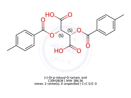 Chemical structure of (+)-Di-p-toluoyl-D-tartaric acid