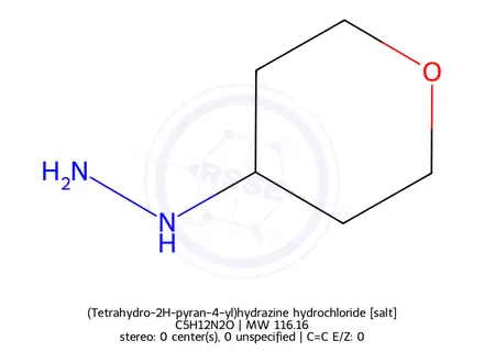 Chemical structure of (Tetrahydro-2H-pyran-4-yl)hydrazine hydrochloride
