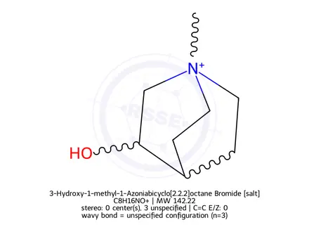 Chemical structure of 3-Hydroxy-1-methyl-1-Azoniabicyclo[2.2.2]octane Bromide