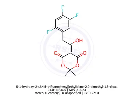 Chemical structure of 5-1-hydroxy-2-(2,4,5-trifluorophenyl)ethylidene-2,2-dimethyl-1,3-dioxane-4,6-dione