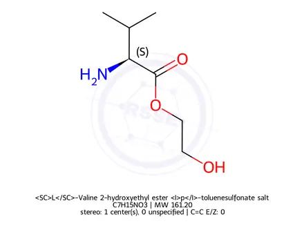 Chemical structure of <SC>L</SC>-Valine 2-hydroxyethyl ester <I>p</I>-toluenesulfonate salt