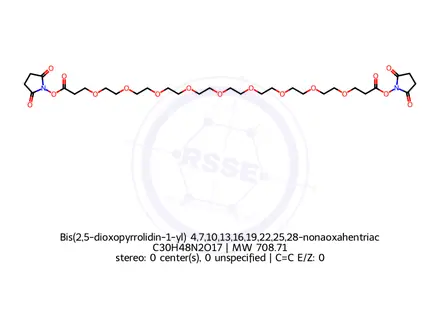 Chemical structure of Bis(2,5-dioxopyrrolidin-1-yl) 4,7,10,13,16,19,22,25,28-nonaoxahentriacontanedioate