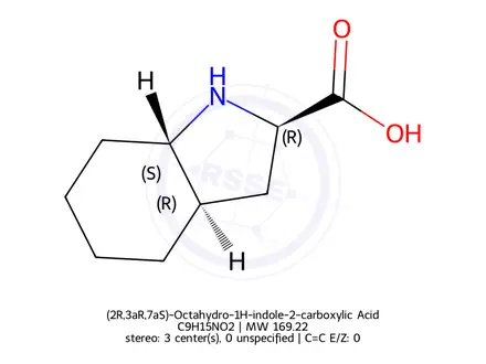 Chemical structure of (2R,3aR,7aS)-rel-Octahydro-indole-2-carboxylic acid (mixture of isomers)