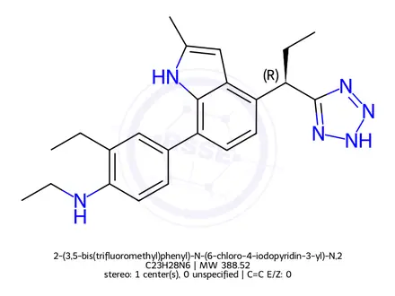 Chemical structure of (E)-2-(4-(4-(4-(Diphenylmethylene)piperidin-1-yl)but-1-en-1-yl)phenyl)-2-methylpropanoic Acid;