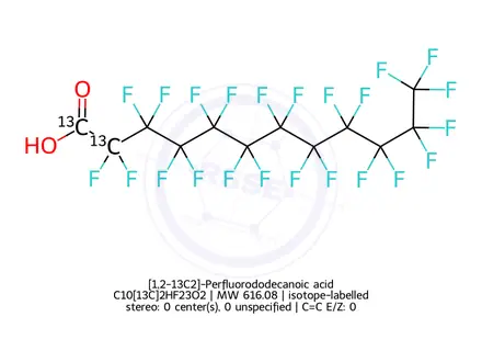 Chemical structure of [1,2-13C2]-Perfluorododecanoic acid