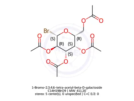 Chemical structure of 1-Bromo-2,3,4,6-tetra-acetyl-beta-D-galactoside