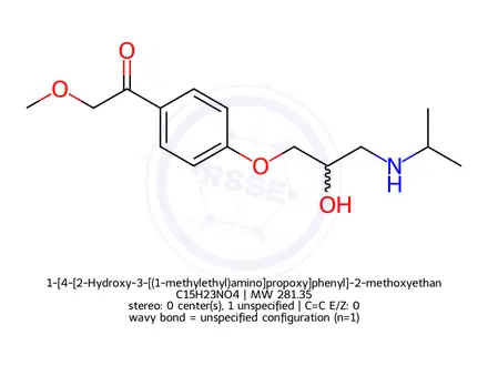 Chemical structure of 1-[4-[2-Hydroxy-3-[(1-methylethyl)amino]propoxy]phenyl]-2-methoxyethanone Hydrochloride