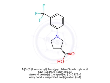 Chemical structure of 1-[3-(Trifluoromethyl)phenyl]pyrrolidine-3-carboxylic acid