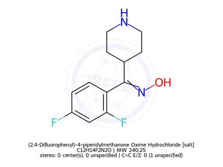 Chemical structure of (2,4-Difluorophenyl)-4-piperidylmethanone Oxime Hydrochloride