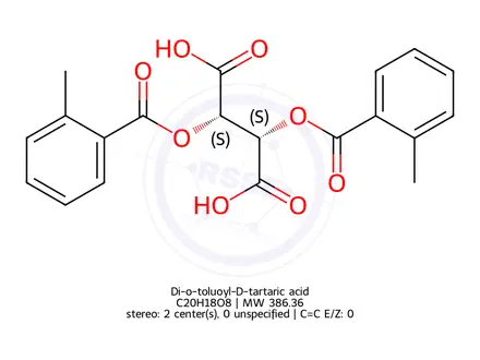 Chemical structure of Di-o-toluoyl-D-tartaric acid