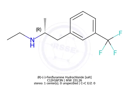 Chemical structure of (R)-(-)-Fenfluramine Hydrochloride