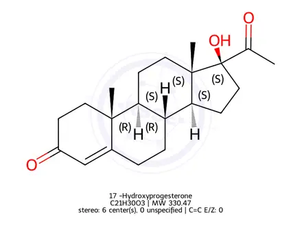 Chemical structure of 17 beta-Hydroxyprogesterone
