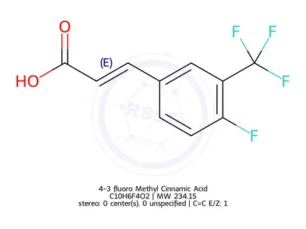 Chemical structure of 4-3 fluoro Methyl Cinnamic Acid