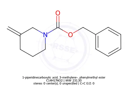 Chemical structure of 1-piperidinecarboxylic acid, 3-methylene-, phenylmethyl ester
