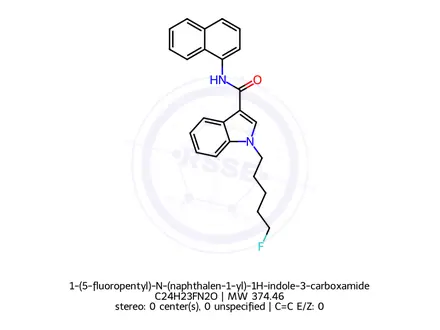 Chemical structure of 1-(5-fluoropentyl)-N-(naphthalen-1-yl)-1H-indole-3-carboxamide