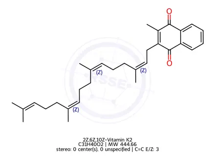 Chemical structure of 2Z,6Z,10Z-Vitamin K2