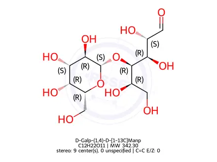Chemical structure of β-D-Galp-(1,4)-D-[1-13C]Manp