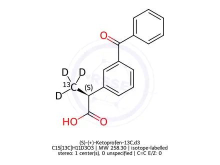 Chemical structure of Ketoprofen Impurity 13-13C,d3 ((S)-Ketoprofen-13C,d3)