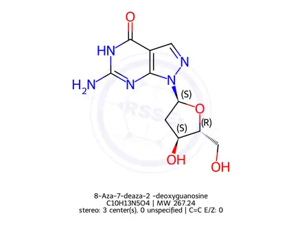 Chemical structure of 8-Aza-7-deaza-2’-deoxyguanosine