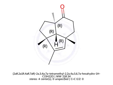 Chemical structure of (2aR,2a1R,4aR,7aR)-2a,3,4a,7a-tetramethyl-2,2a,4a,5,6,7a-hexahydro-1H-cyclopenta[cd]inden-7(2a1H)-on