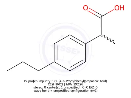 Chemical structure of Ibuprofen Impurity 5 (2-(4-n-Propylphenyl)propanoic Acid)