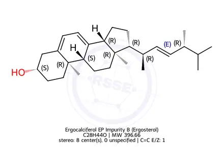 Chemical structure of Ergocalciferol EP Impurity B (Ergosterol)