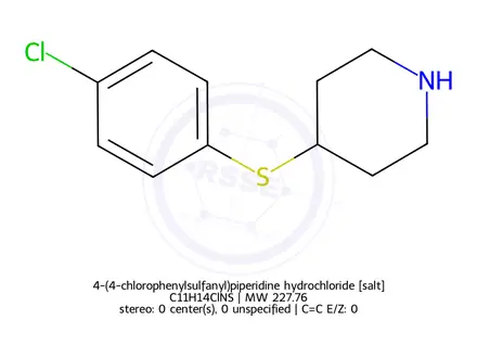 Chemical structure of 4-(4-chlorophenylsulfanyl)piperidine hydrochloride
