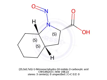Chemical structure of (2S,3aS,7aS)-1-Nitrosooctahydro-1H-indole-2-carboxylic acid