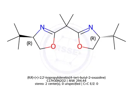 Chemical structure of (R,R)-(+)-2,2'-Isopropylidenebis(4-tert-butyl-2-oxazoline)