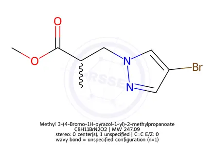 Chemical structure of Methyl 3-(4-Bromo-1H-pyrazol-1-yl)-2-methylpropanoate