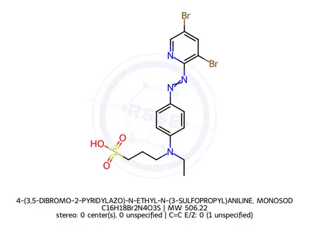 Chemical structure of 4-(3,5-DIBROMO-2-PYRIDYLAZO)-N-ETHYL-N-(3-SULFOPROPYL)ANILINE, MONOSODIUM SALT, MONOHYDRATE
