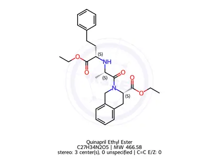 Chemical structure of Quinapril Ethyl Ester Maleic Acid Salt
