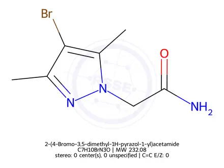 Chemical structure of 2-(4-Bromo-3,5-dimethyl-1H-pyrazol-1-yl)acetamide