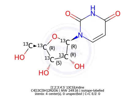 Chemical structure of [1',2',3',4',5'-13C5]uridine