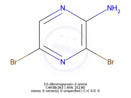 Chemical structure of 3,5-dibromopyrazin-2-amine