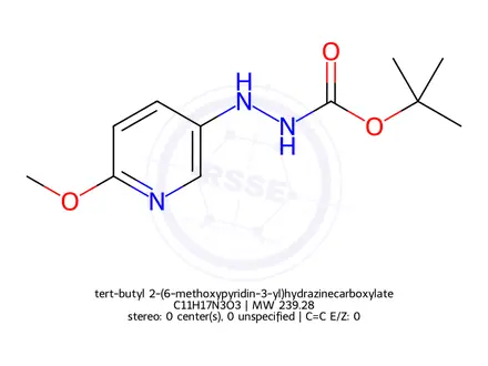 Chemical structure of tert-butyl 2-(6-methoxypyridin-3-yl)hydrazinecarboxylate