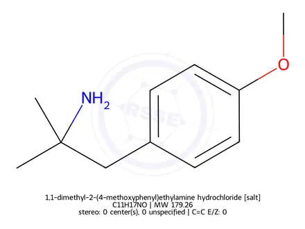 Chemical structure of 1,1-dimethyl-2-(4-methoxyphenyl)ethylamine hydrochloride