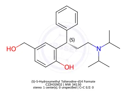 Chemical structure of (S)-5-Hydroxymethyl Tolterodine-d14 Formate