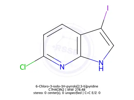 Chemical structure of 6-Chloro-3-iodo-1H-pyrrolo[2,3-b]pyridine