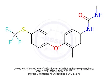 Chemical structure of 1-Methyl-3-(3-methyl-4-(4-((trifluoromethyl)thio)phenoxy)phenyl)urea