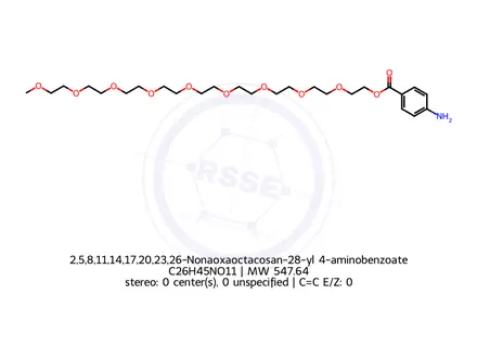 Chemical structure of 2,5,8,11,14,17,20,23,26-Nonaoxaoctacosan-28-yl 4-aminobenzoate