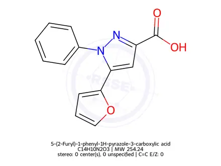 Chemical structure of 5-(2-Furyl)-1-phenyl-1H-pyrazole-3-carboxylic acid