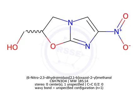Chemical structure of (6-Nitro-2,3-dihydroimidazo[2,1-b]oxazol-2-yl)methanol