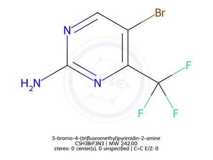 Chemical structure of 5-bromo-4-(trifluoromethyl)pyrimidin-2-amine