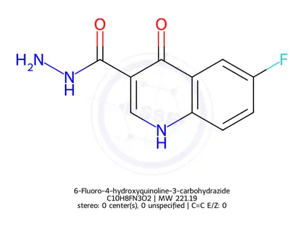 Chemical structure of 6-Fluoro-4-hydroxyquinoline-3-carbohydrazide